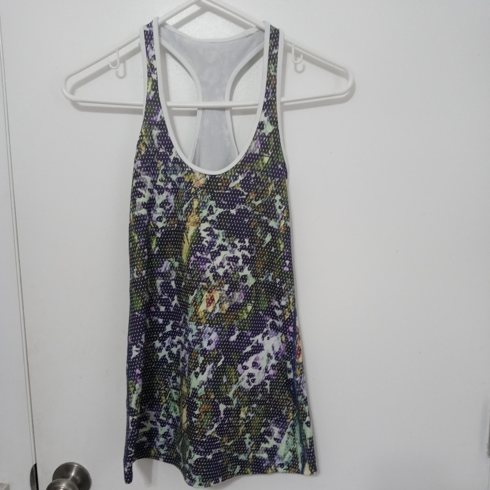 Lululemon Cool Racerback Floral Micro Dotted Athletic Tank top size 2